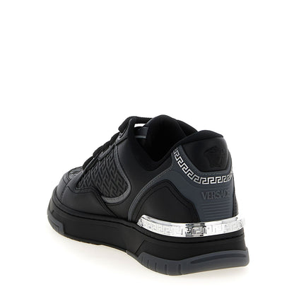 Versace Black Calfskin Athletic Sneakers