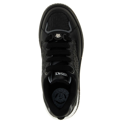 Versace Black Calfskin Athletic Sneakers