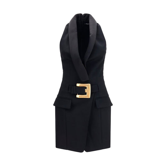 Balmain Black Wool Oves Aries Casual Dress