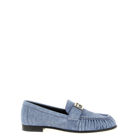 Fendi Blue Calfskin Slip-On Loafers
