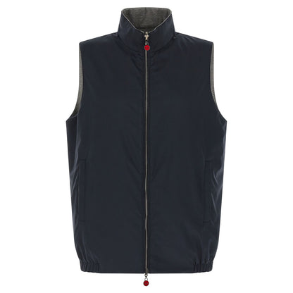 Kiton Blue Cotton Sleeveless Jacket