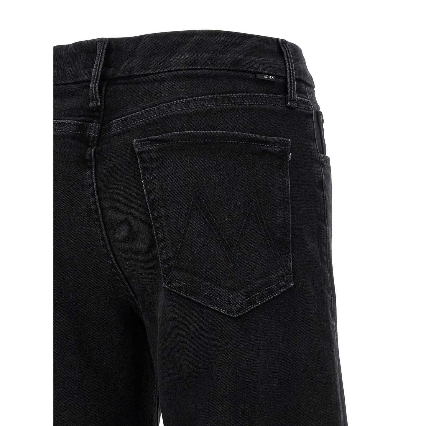 Mother Denim Black Cotton Flared Jeans