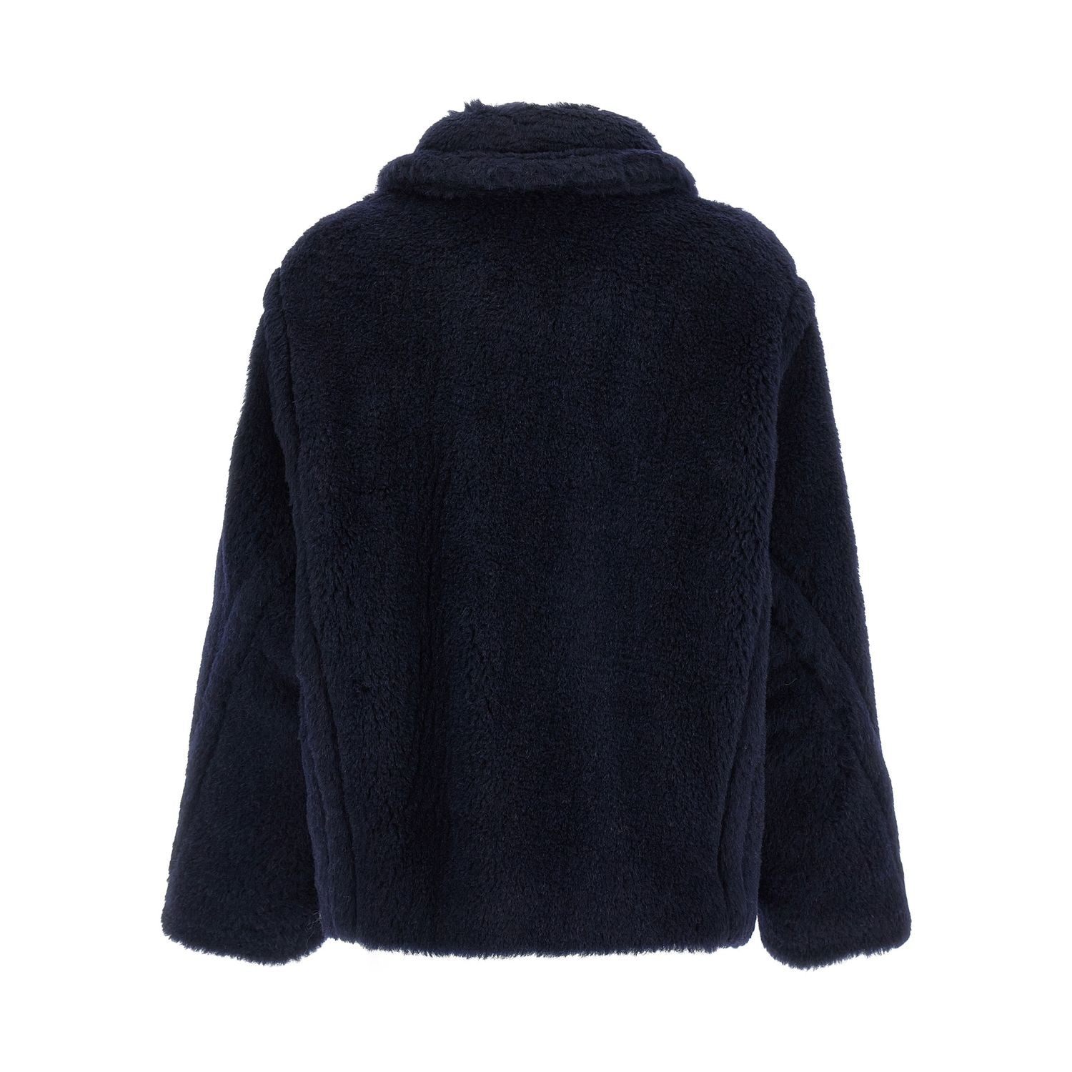 Max Mara Blue Alpaca Leather Coat