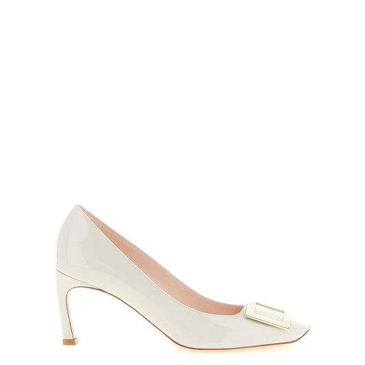 Roger Vivier Gray Calfskin Mid Heel Pumps
