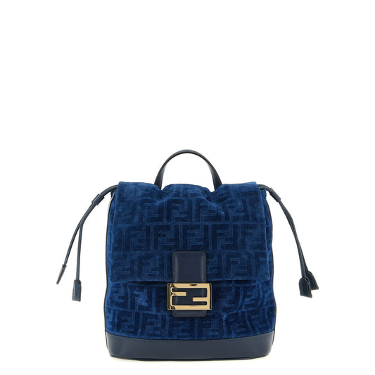 Fendi Blue Cotton Backpack