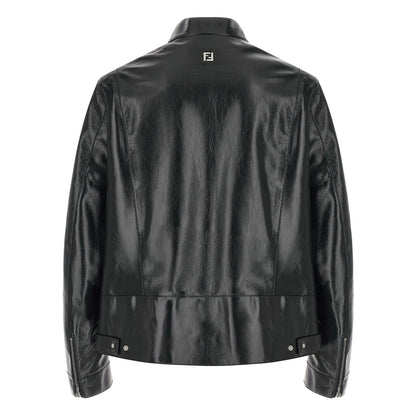 Fendi Blue Lamb Leather Leather Jacket