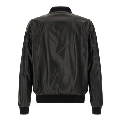 Philipp Plein Black Lambskin Leather Jacket