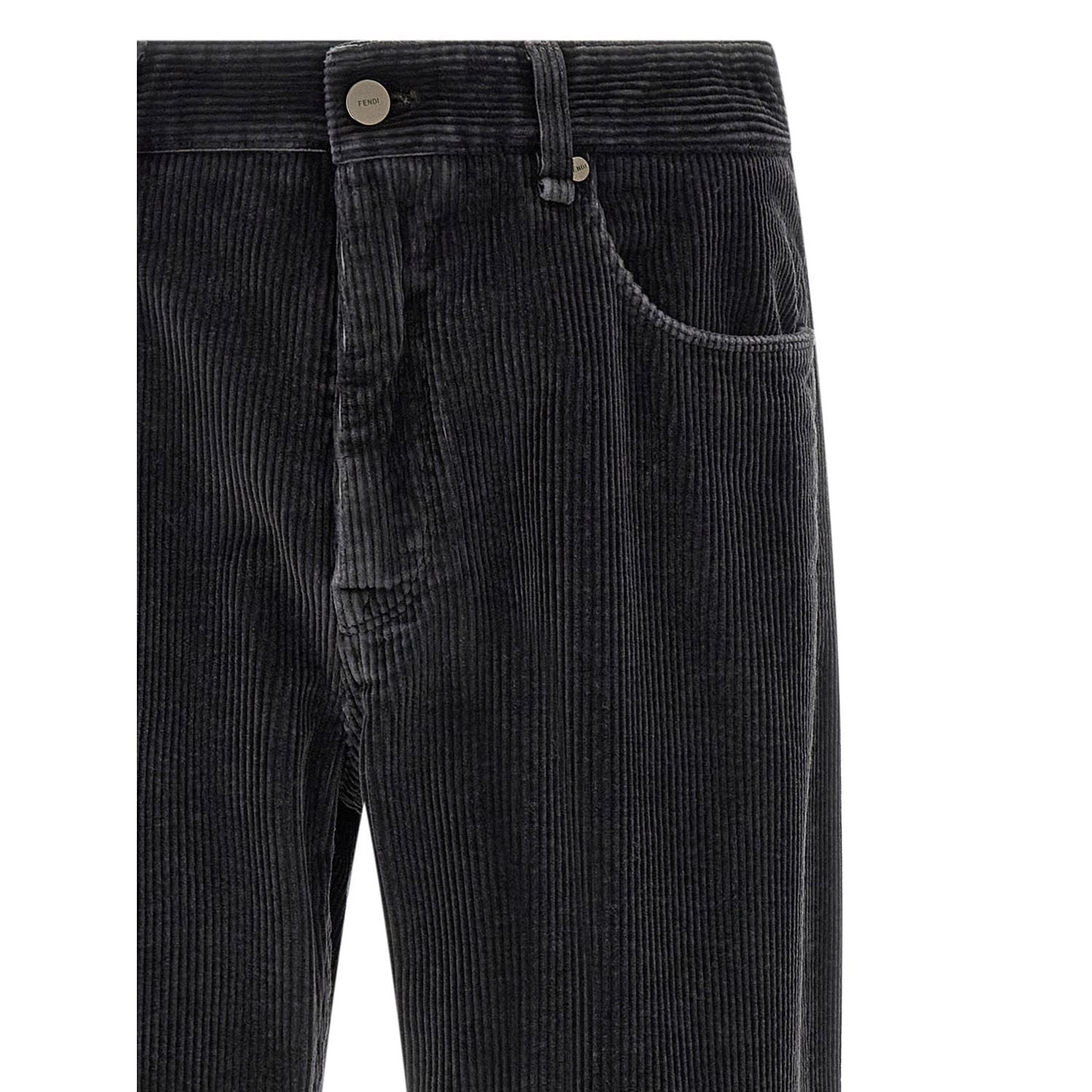 Fendi Gray Cotton Casual Pants
