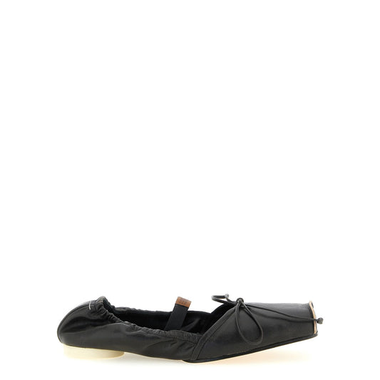MM6 Maison Margiela Black Cowhide Ballet Flats