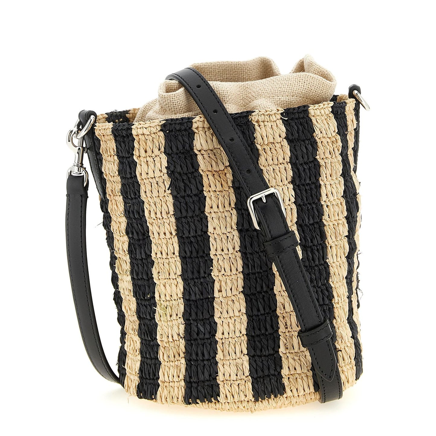 Valentino Garavani Black Straw Shoulder Bag