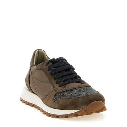 Brunello Cucinelli Bicolor Calfskin Athletic Sneakers