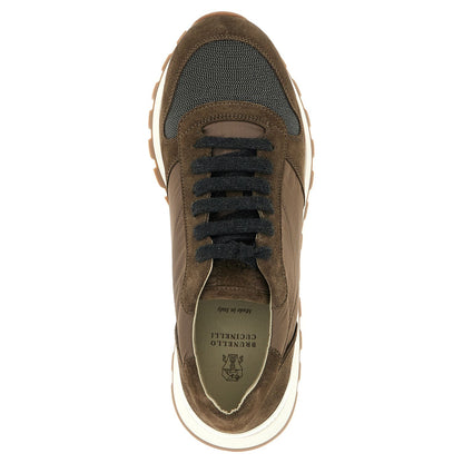 Brunello Cucinelli Bicolor Calfskin Athletic Sneakers