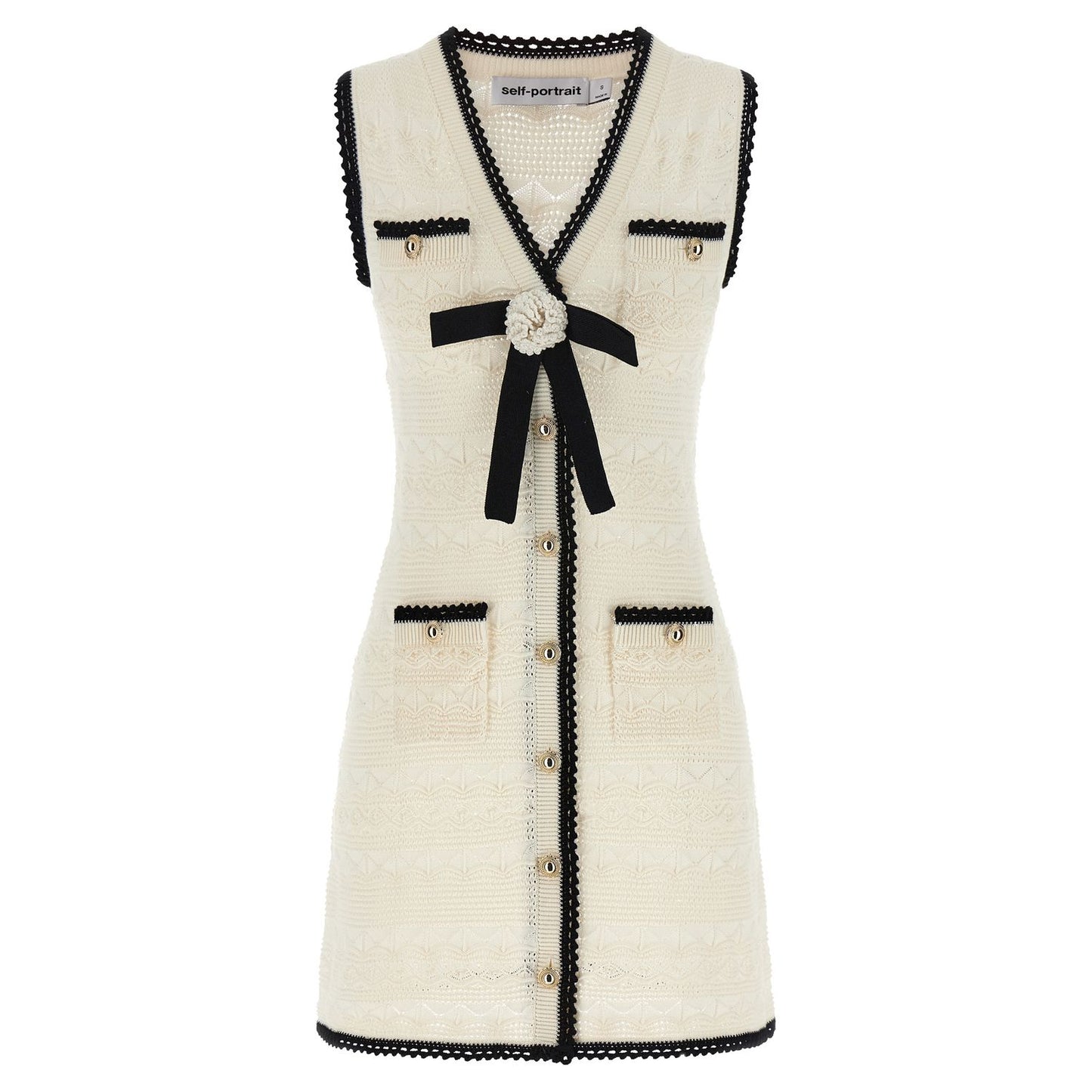 Self-Portrait Bicolor Cotton Short Dress