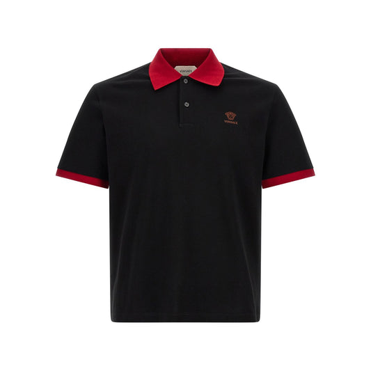 Versace Black Cotton Polo Shirt