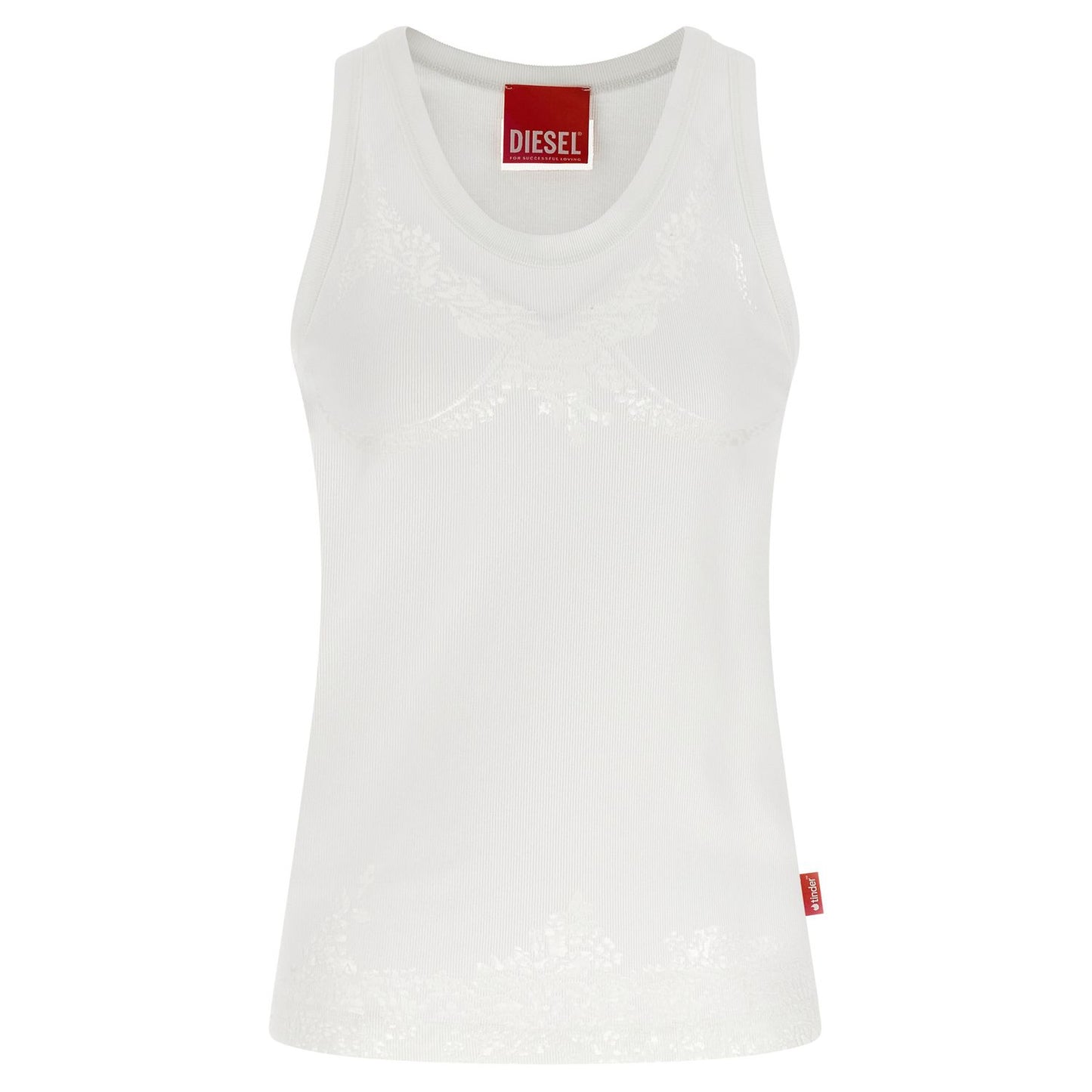 Diesel White Cotton Tank Tops