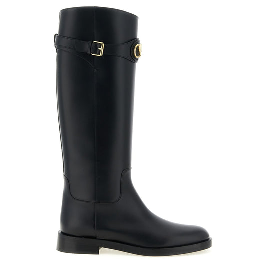 Valentino Garavani Black Calfskin Over The Knee