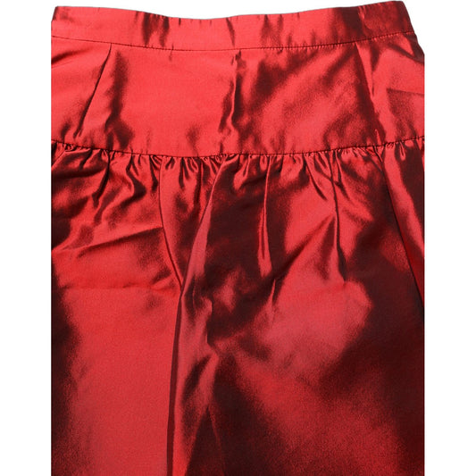 Dolce & Gabbana Red Silk Satin Bubble High Waist Mini Skirt