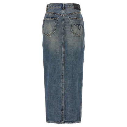 R13 Blue Cotton Mini Skirt