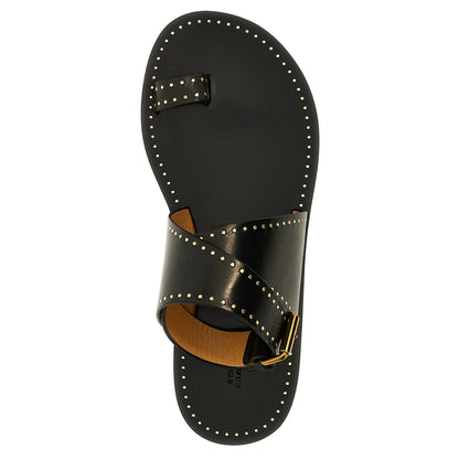 Isabel Marant Black Calfskin Flat Sandals