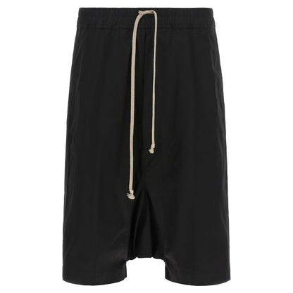 Rick Owens Black Cotton Bermuda Shorts