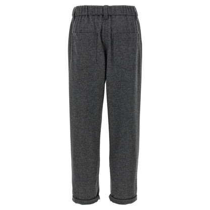 Brunello Cucinelli Gray Virgin Wool Casual Pants