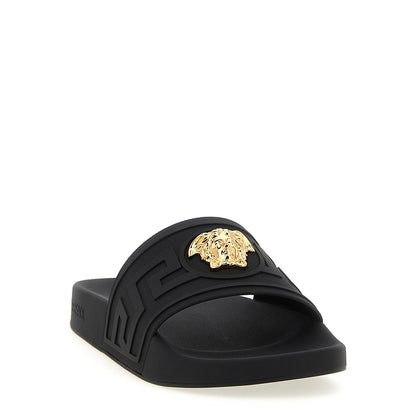 Versace Black Glass Slides