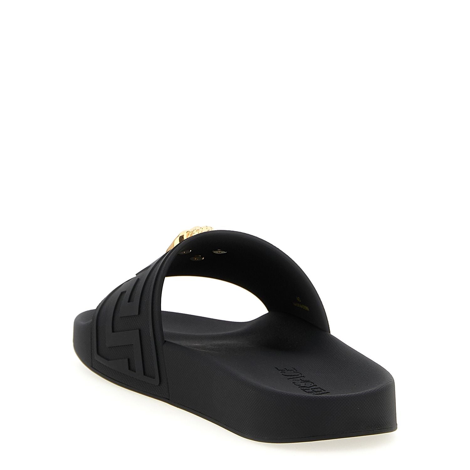 Versace Black Glass Slides