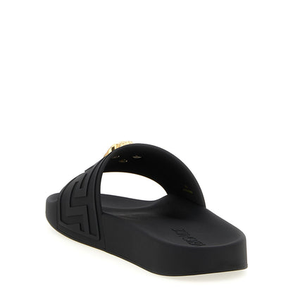Versace Black Glass Slides