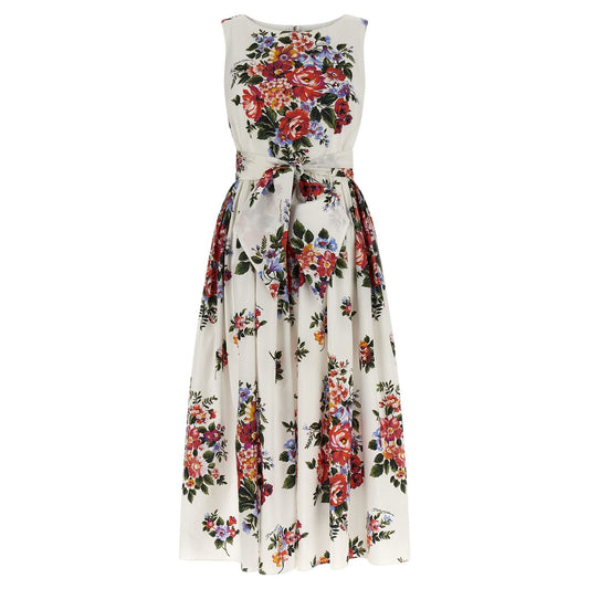 Dolce & Gabbana White Cotton Midi Dress