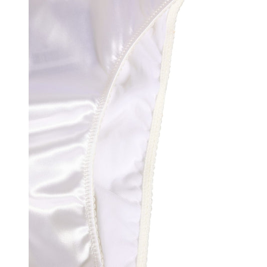 Dolce & Gabbana White Satin High-Waist Brief Logo Women Underwear