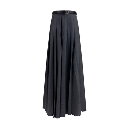 Self-Portrait Gray Polyester Long Skirt