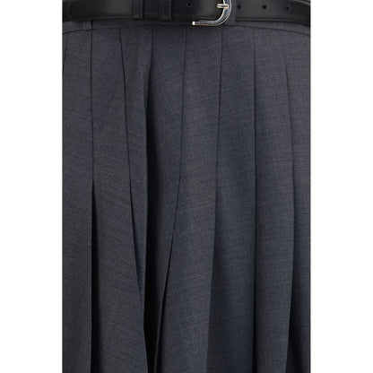 Self-Portrait Gray Polyester Long Skirt