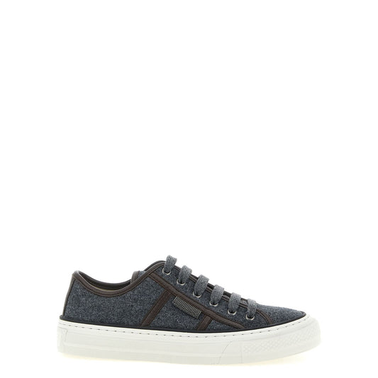 Brunello Cucinelli Gray Virgin Wool Low Top Sneakers