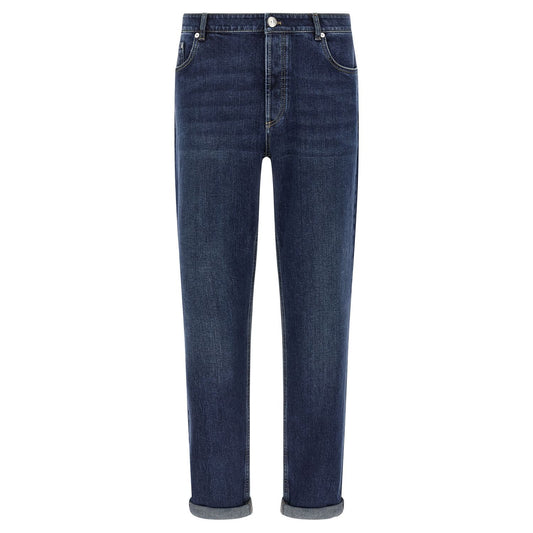 Brunello Cucinelli Blue Cotton Straight-Leg Jeans