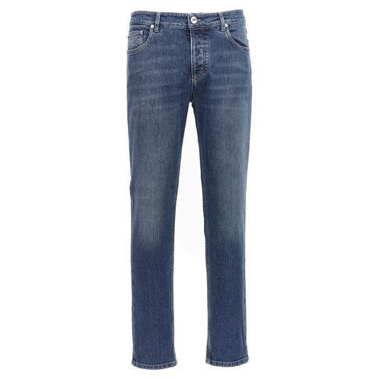Brunello Cucinelli Blue Cotton Slim Fit Jeans