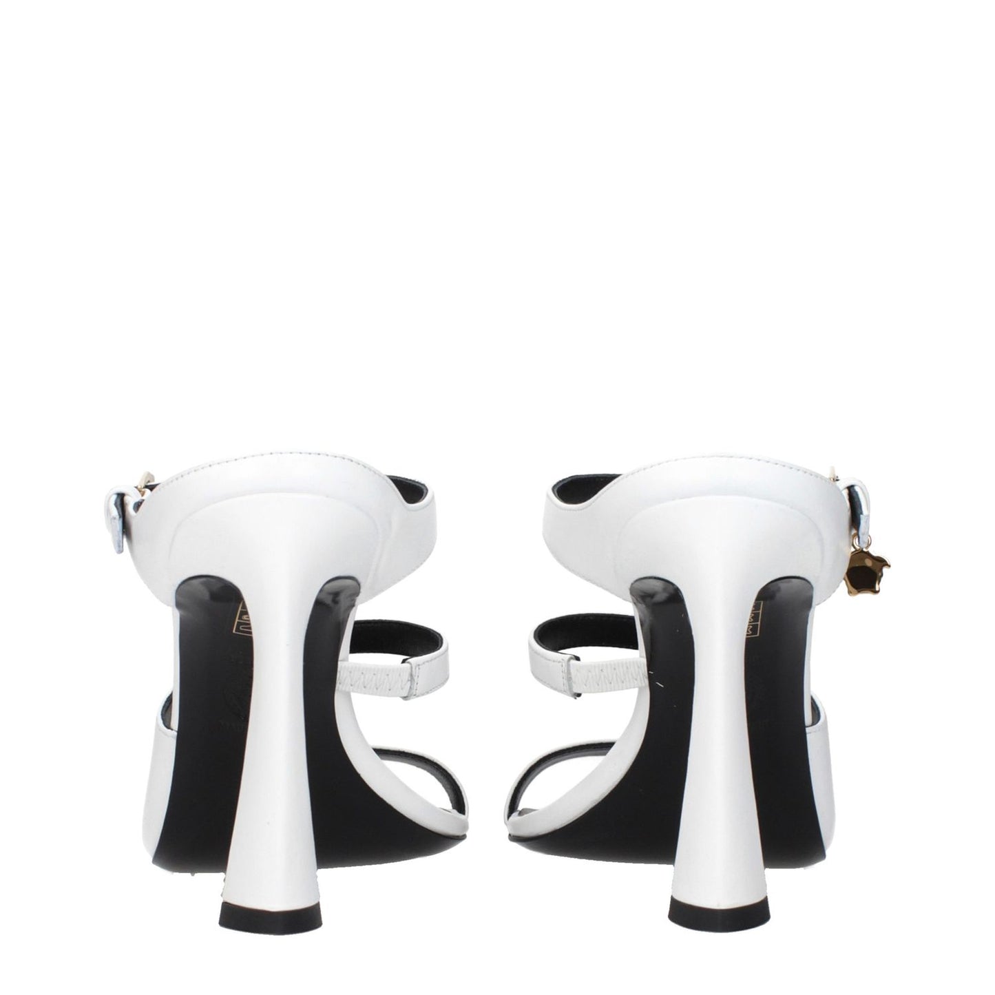 Versace White Leather Stiletto Heel Sandals