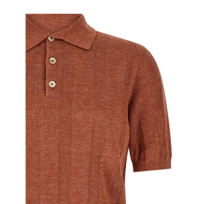 Brunello Cucinelli Orange Linen Polo Shirt