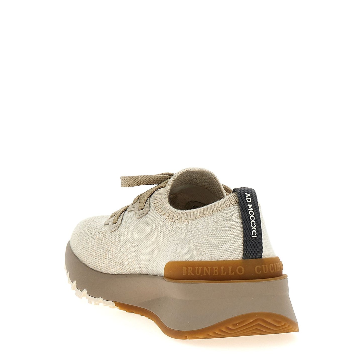 Brunello Cucinelli Beige Cotton Low Top Sneakers