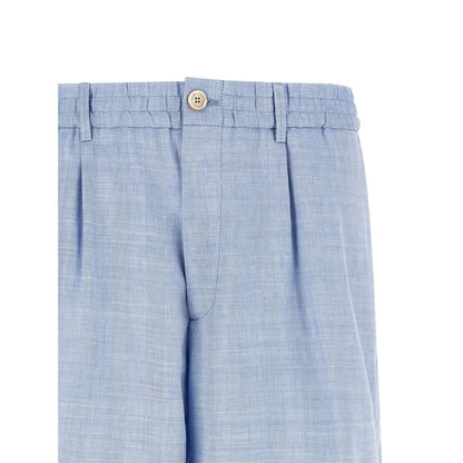 Brunello Cucinelli Blue Linen Bermuda Shorts