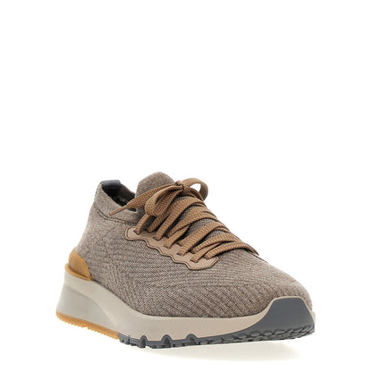 Brunello Cucinelli Gray Wool Low Top Sneakers