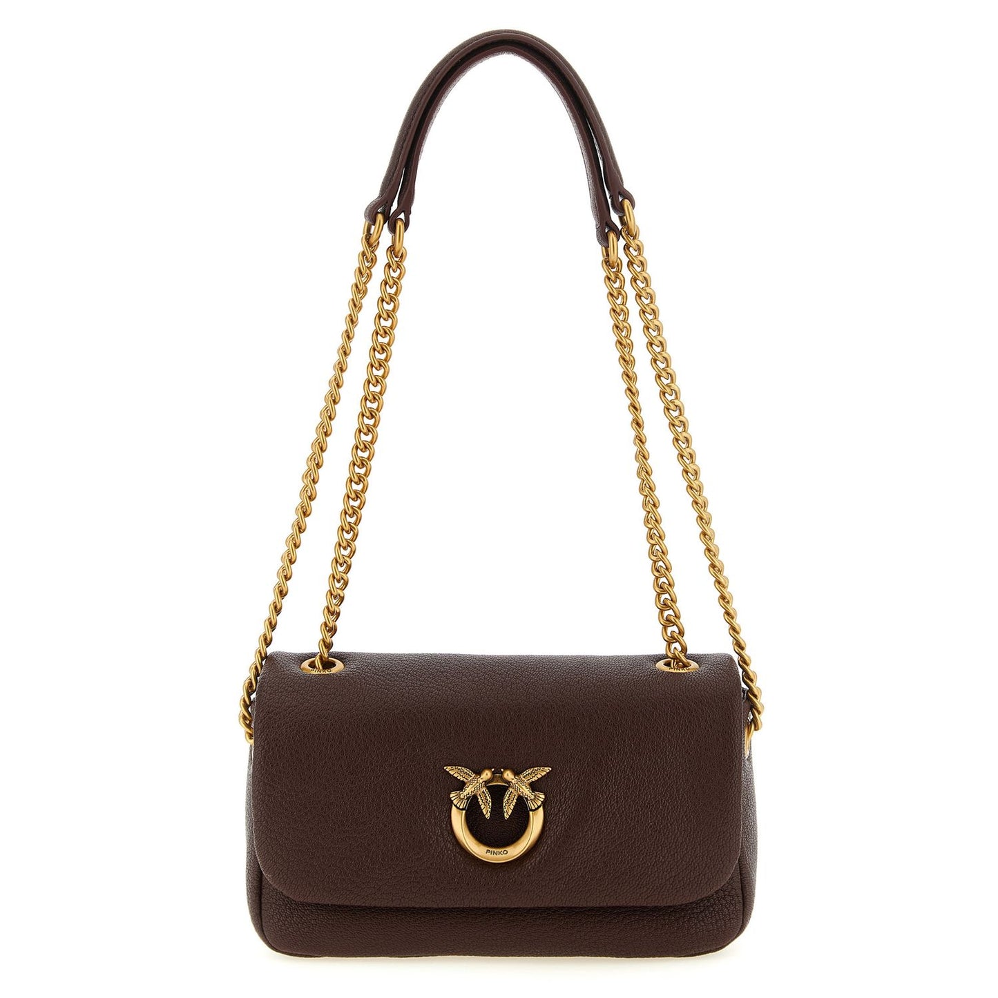 PINKO Brown Lamb Leather Shoulder Bag