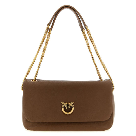 PINKO Brown Lamb Leather Shoulder Bag