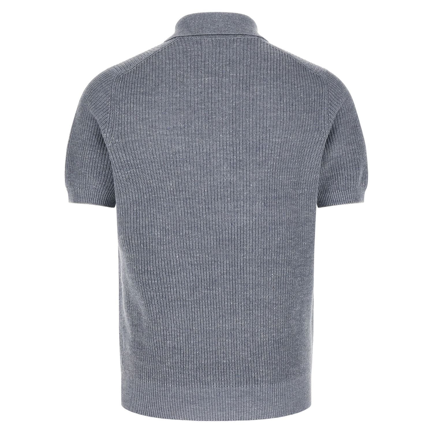 Brunello Cucinelli Blue Linen Polo Shirt