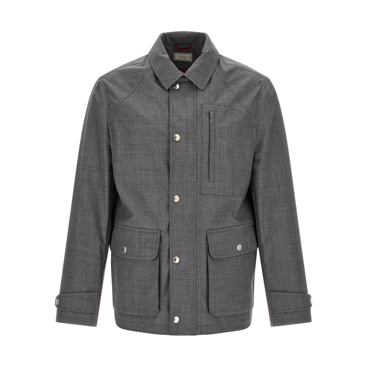 Brunello Cucinelli Gray Virgin Wool Full-Length Jacket