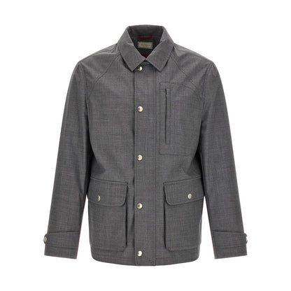 Brunello Cucinelli Gray Virgin Wool Full-Length Jacket