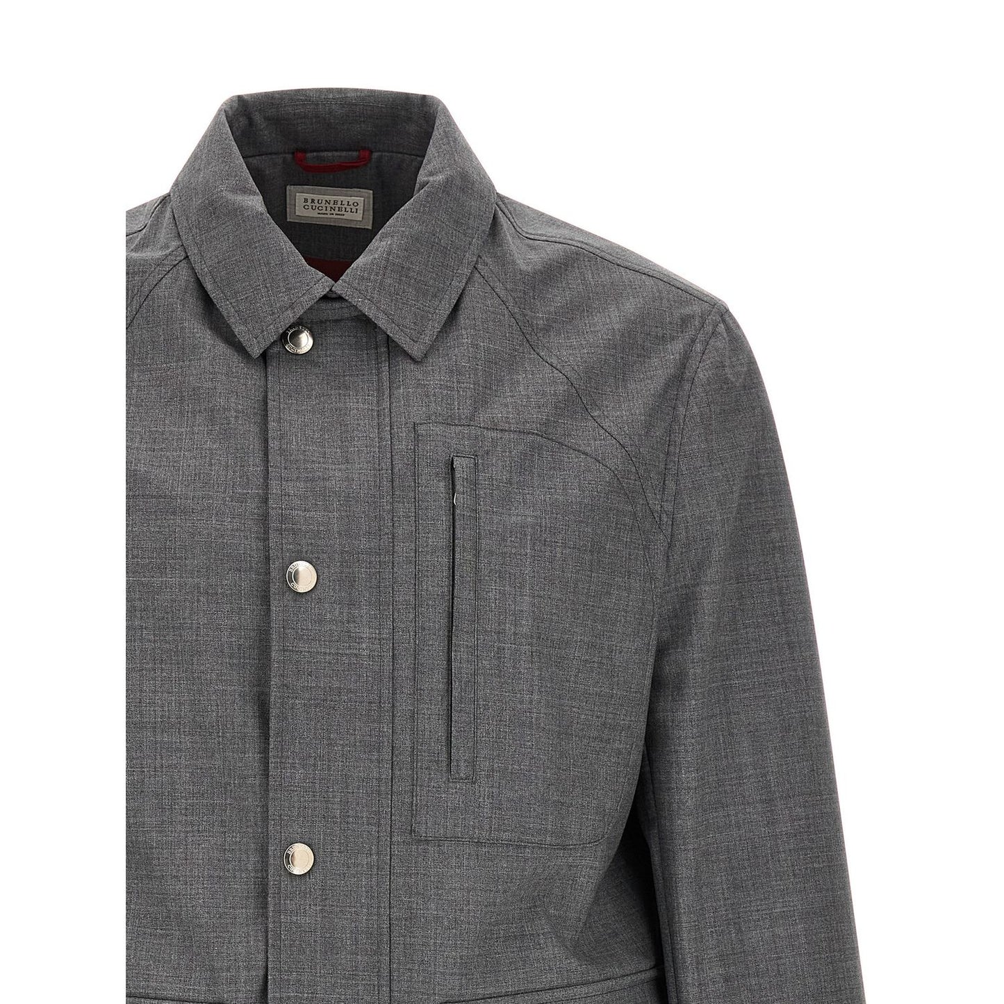 Brunello Cucinelli Gray Virgin Wool Full-Length Jacket