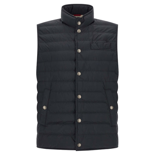 Brunello Cucinelli Blue Polyester Sleeveless Jacket