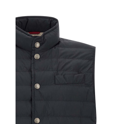 Brunello Cucinelli Blue Polyester Sleeveless Jacket