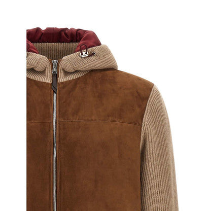 Brunello Cucinelli Brown Lamb Leather Bomber