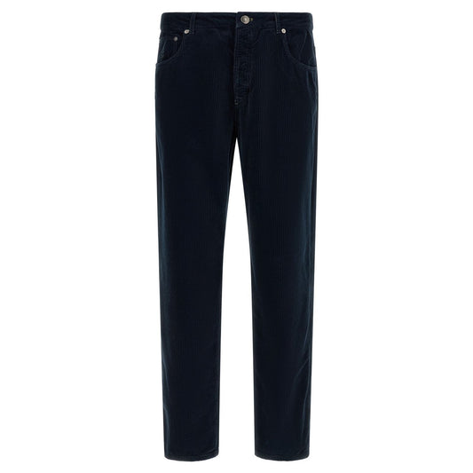 Brunello Cucinelli Blue Cotton Casual Pants
